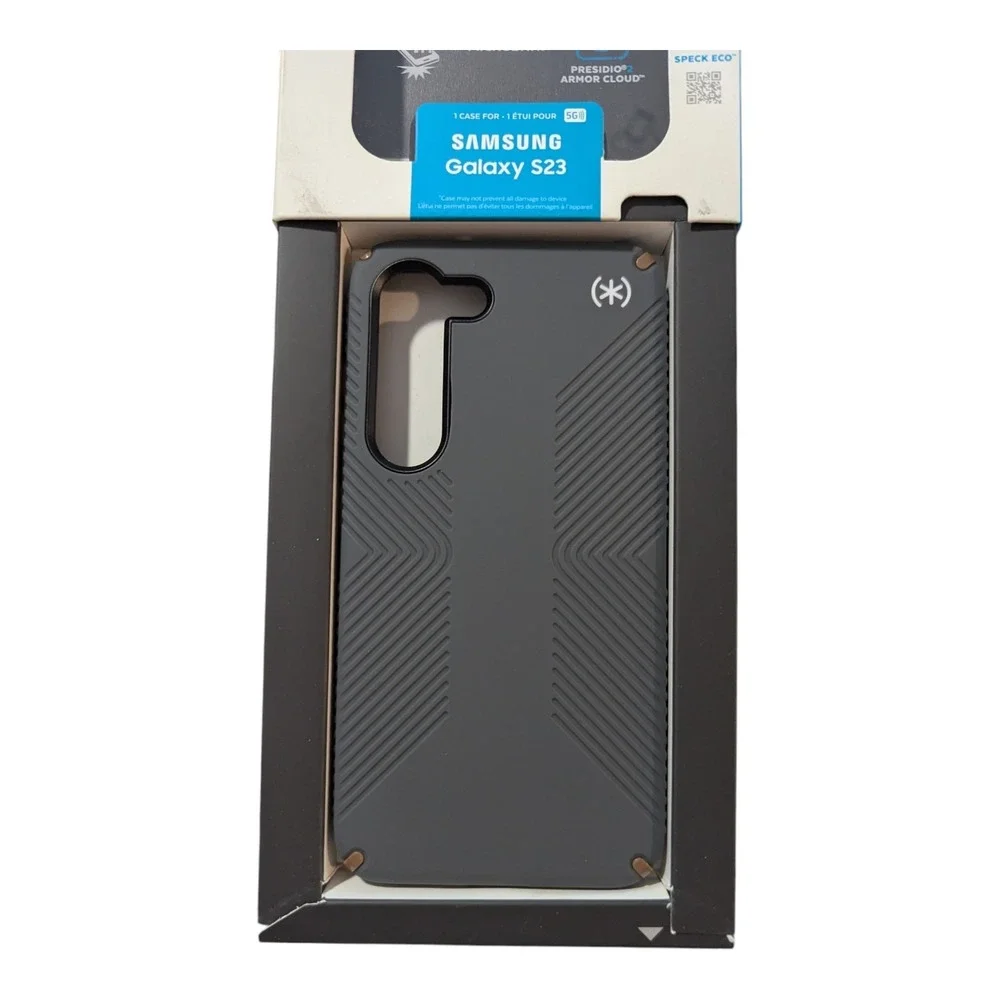S5-O Speck Presidio2 Grip Case for‎ Samsung Galaxy S23 Charcoal Grey/Cool Bronze